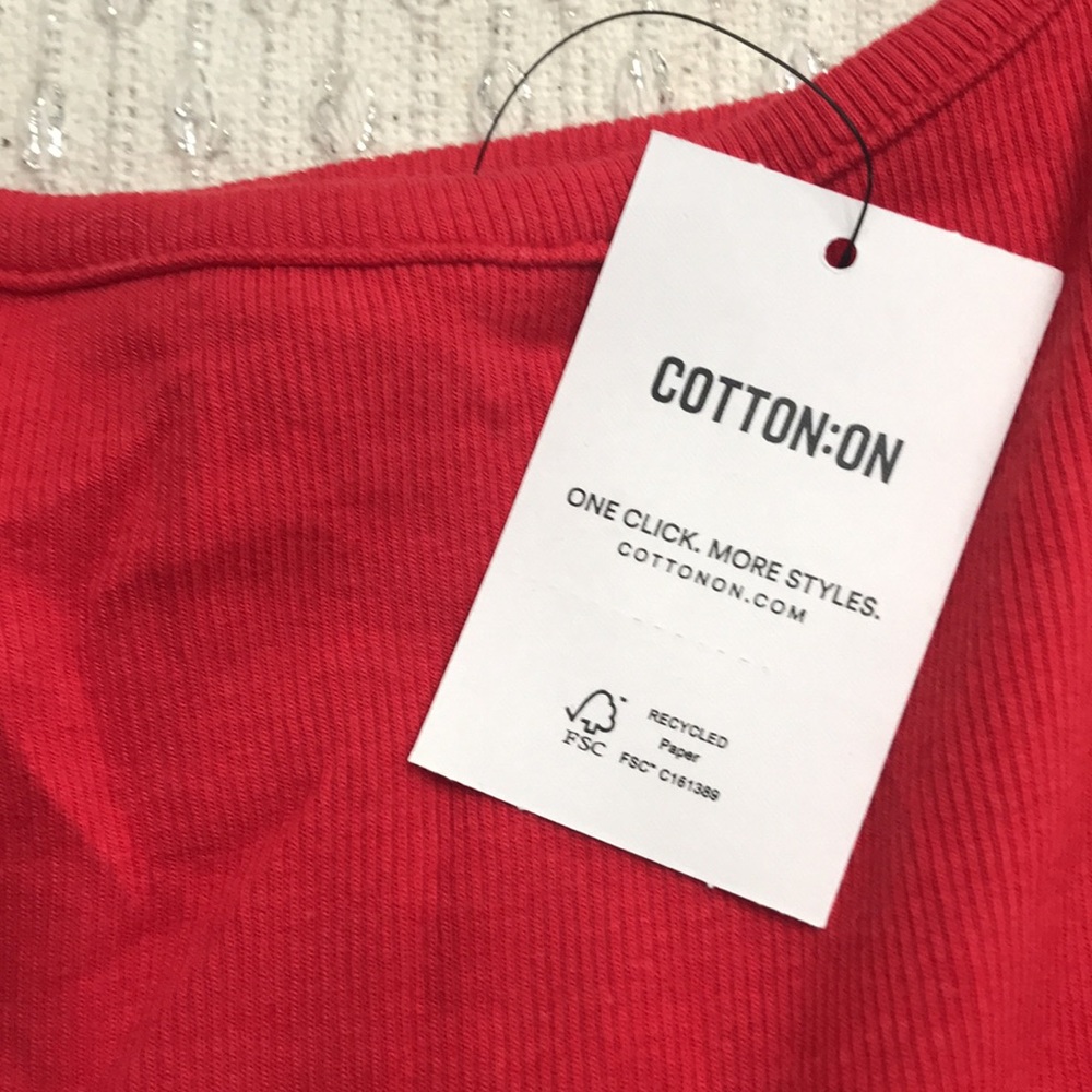 Cotton On Ribbed Tank Tops - Blue & Red - Picture 3 of 4